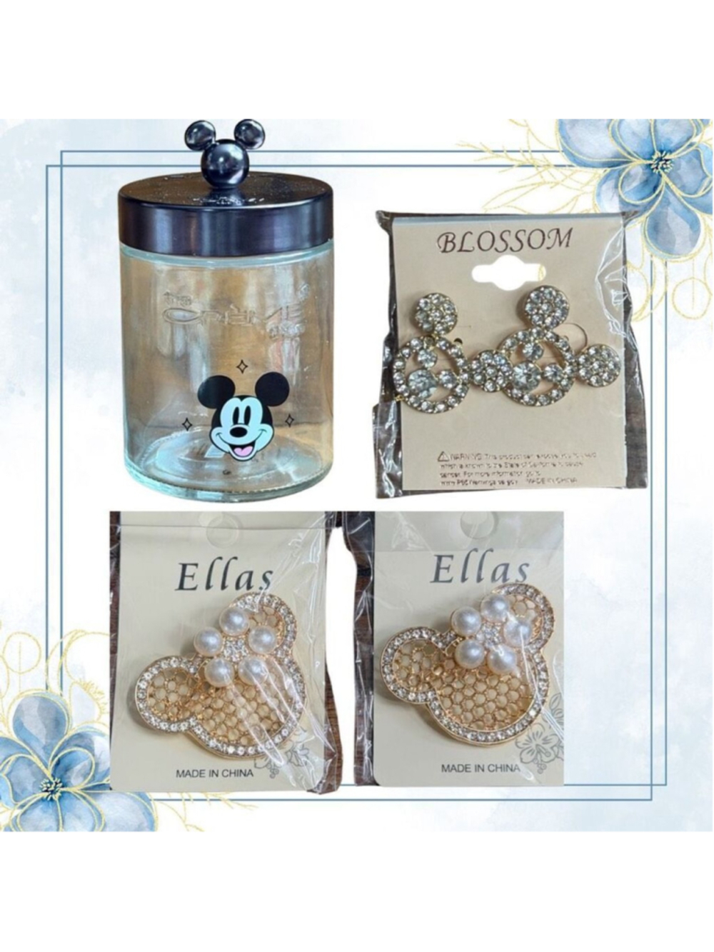 Crème Shop Vanity Jar and Jewelry Bundle: 2 Ella’s Brooches, 1 Blossom Earrings